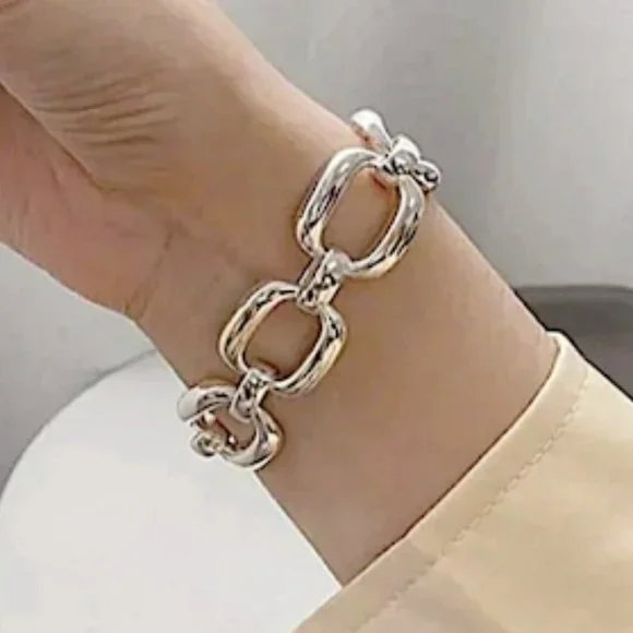 STERLING SILVER CHAIN LINK BRACELET - Picture 3 of 11
